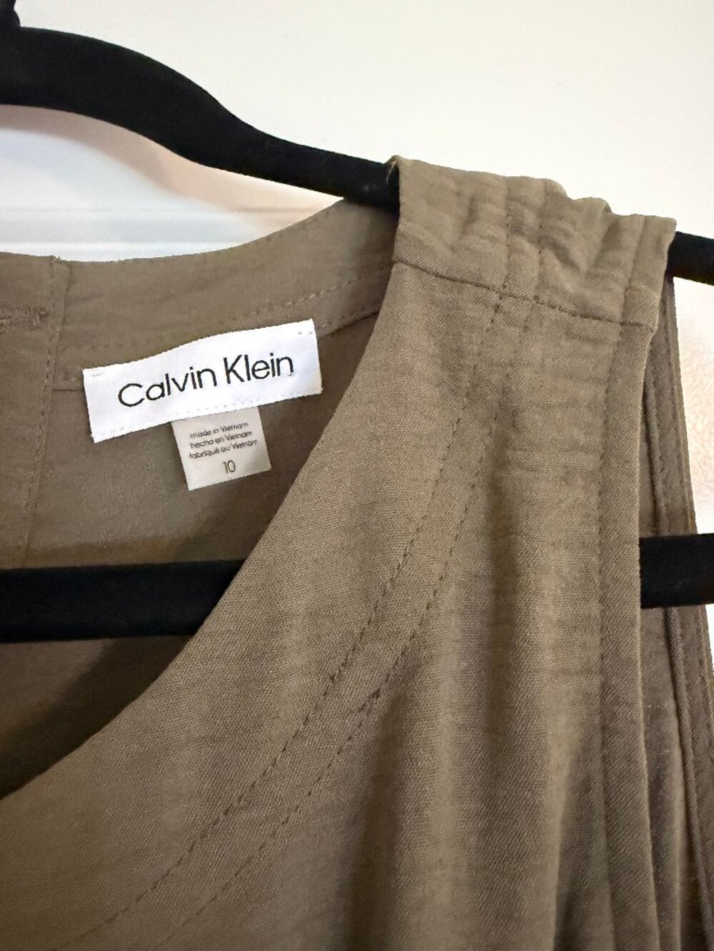 NWT Calvin Klein Olive Green Tiered Maxi Dress size 10 - Picture 3 of 4